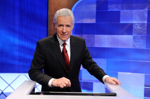 CULVER CITY, CA - APRIL 17: Game show host Alex Trebek poses on the set of the "Jeopardy!" Million Dollar Celebrity Invitational Tournament Show Taping on April 17, 2010 in Culver City, California. (Photo by Amanda Edwards/Getty Images)